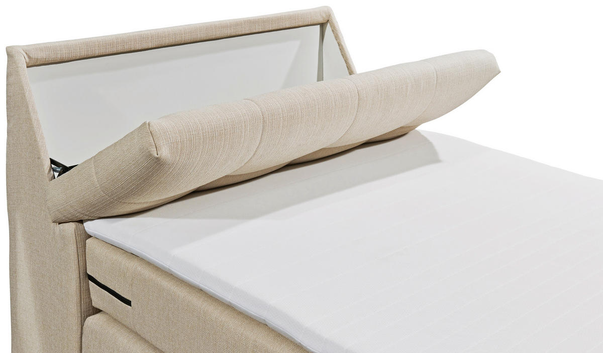 BOXSPRINGBETT 120/200 cm,  in Creme, Matratze, Bettkasten, Topper, motorische Verstellbarkeit, H2 = mittel  - Silberfarben/Creme, Design, Kunststoff/Textil (120/200cm) - Esposa