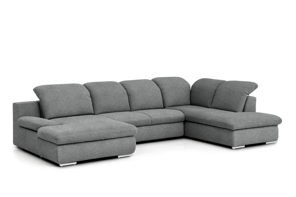 WOHNLANDSCHAFT in Chenille Dunkelgrau  - Chromfarben/Dunkelgrau, Design, Textil/Metall (165/353/212cm) - Livetastic
