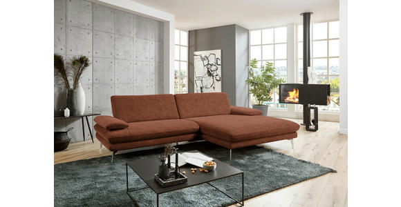ECKSOFA in Velours Kupferfarben 284/184 cm - Schwarz/Kupferfarben, Design, Textil/Metall (284/184cm) - Dieter Knoll