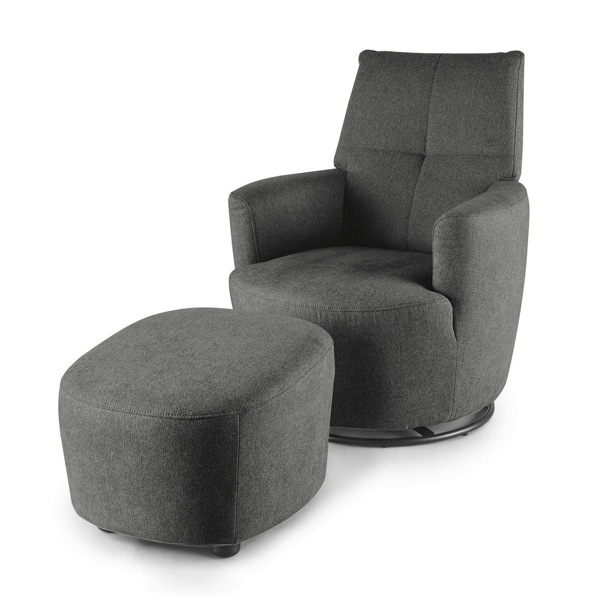 SESSEL Webstoff Graphitfarben    - Graphitfarben/Schwarz, Design, Textil/Metall (80/96/88cm) - SetOne by Musterring