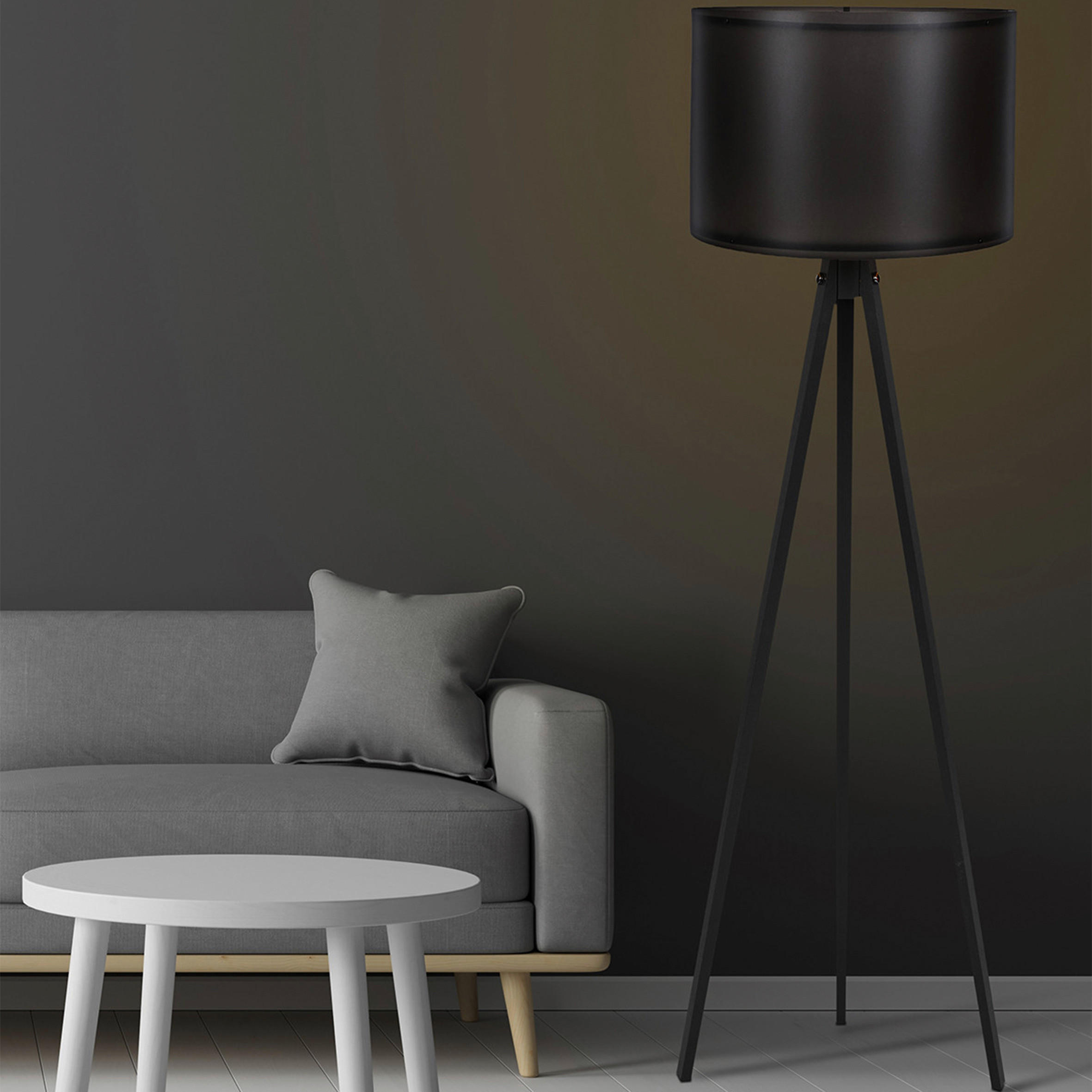 STEHLEUCHTE 38/145 cm    - Schwarz, Trend, Holzwerkstoff/Kunststoff (38/145cm) - P & B