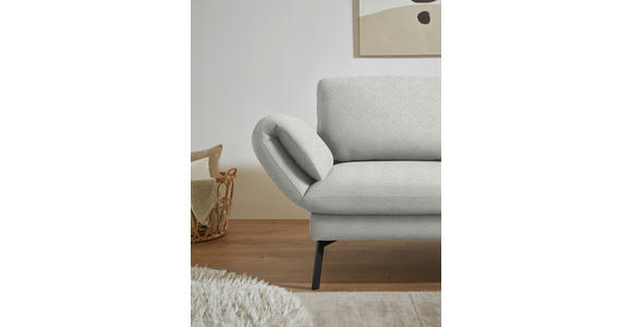 ECKSOFA  in Flachgewebe Silberfarben Armteilverstellung, Relaxfunktion, Drehsitzfunktion  255-365/175-224 cm  - Silberfarben/Schwarz, Design, Textil/Metall (255-365/175-224cm) - Dieter Knoll