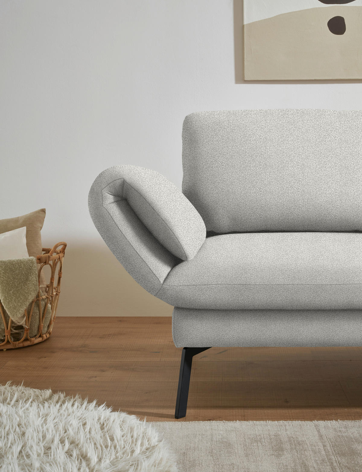 ECKSOFA  in Flachgewebe Silberfarben  255-365/175-224 cm  - Silberfarben/Schwarz, Design, Textil/Metall (255-365/175-224cm) - Dieter Knoll