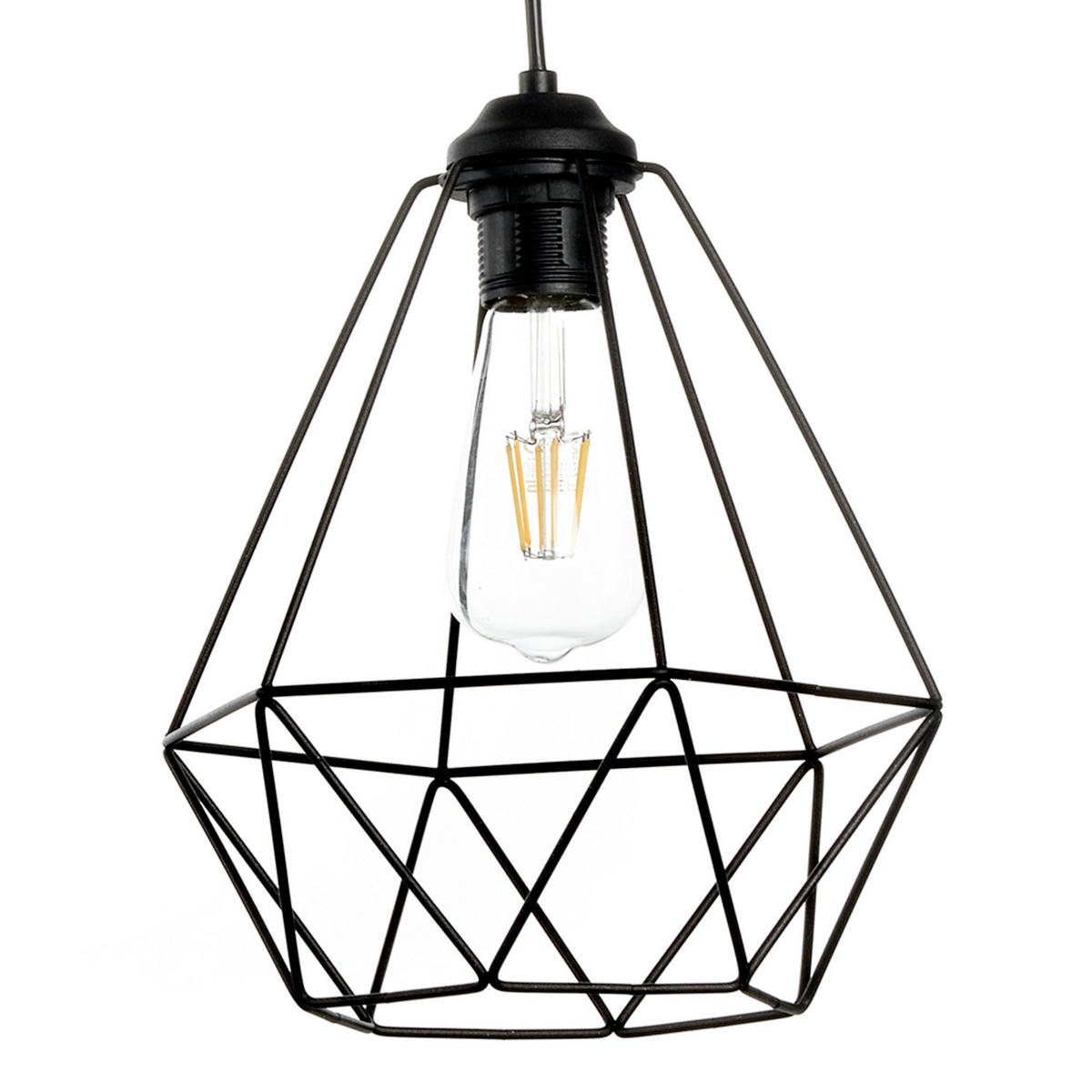 HÄNGELEUCHTE 60/24/90 cm  - Hellbraun/Schwarz, Basics, Holz/Metall (60/24/90cm)
