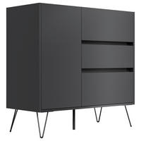 SIDEBOARD Posseik Industrial  in 99/93,6/42 cm  - Eichefarben/Graphitfarben, Design, Holzwerkstoff/Metall (99/93,6/42cm) - P & B