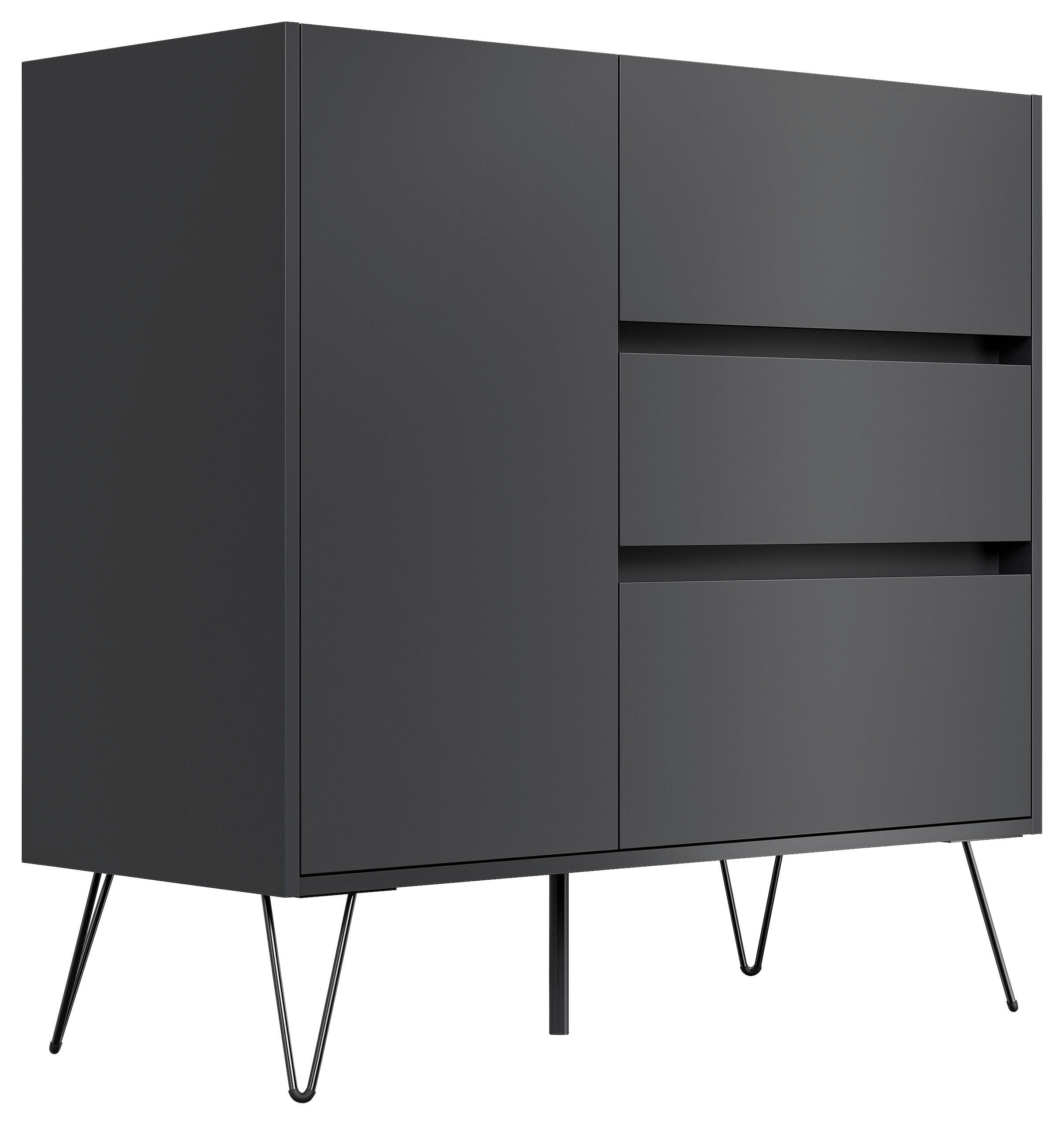 Mid.you Sideboard Posseik Industrial Graphit, Eiche 99x93.6x42 cm