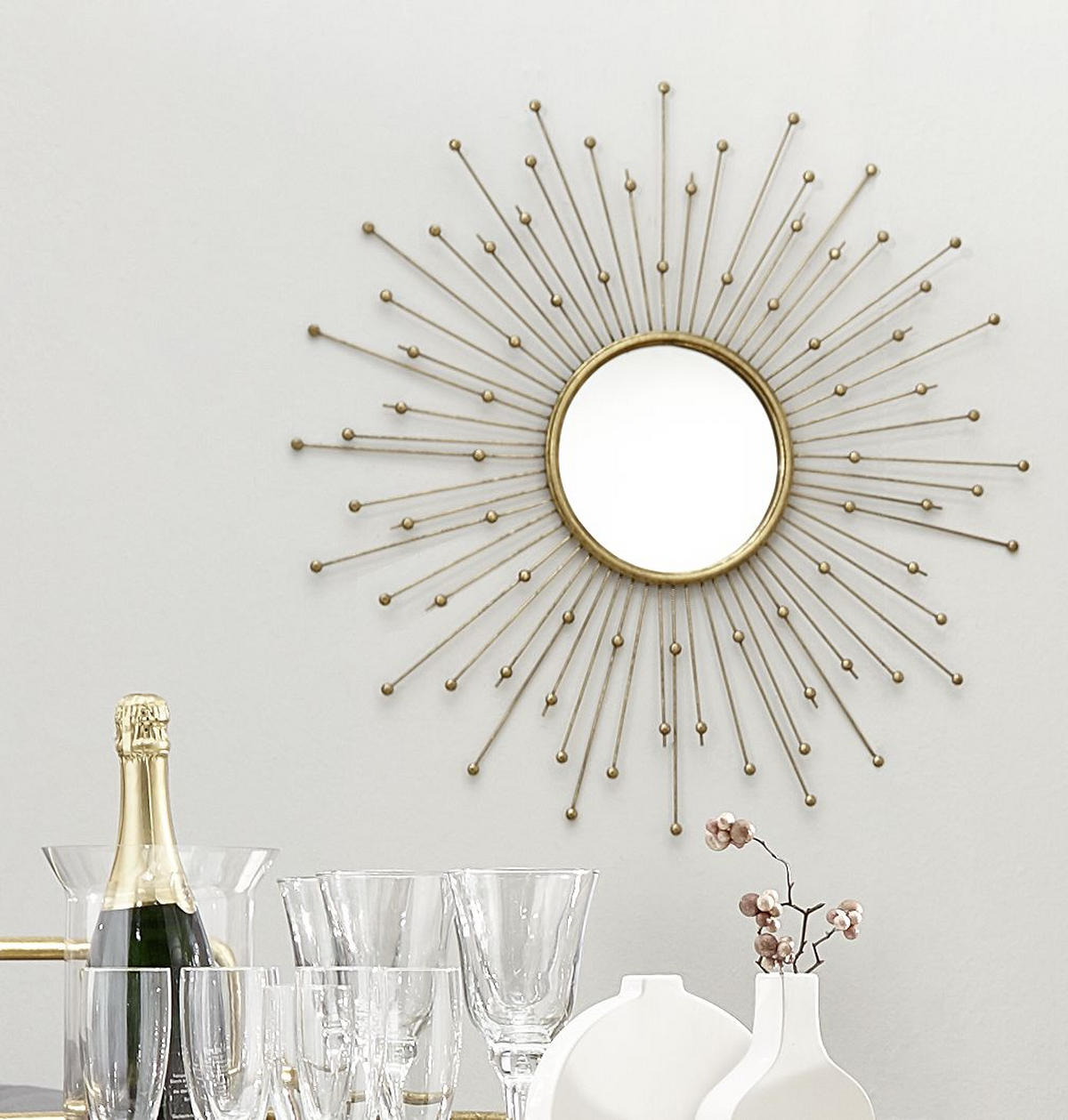 WANDSPIEGEL 81/81/10 cm    in rund  - Goldfarben, Glas/Metall (81/81/10cm) - Ambia Home