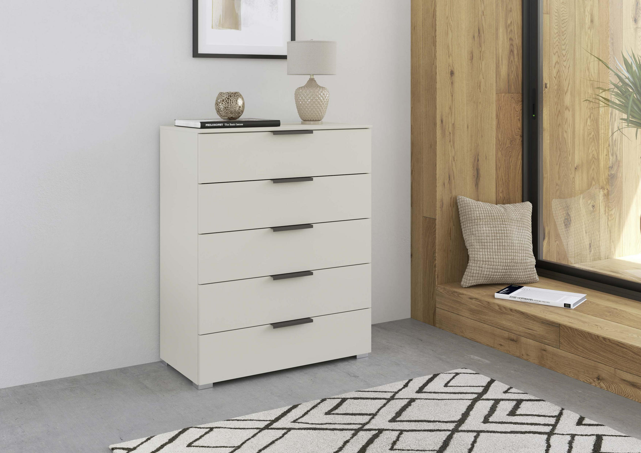 Thumbnail - Novel Kommode, Champagner, Metall, 5 Schublade(n) Schubladen, 80x100x42 cm, Blauer Engel, Goldenes M, Made in Germany, s...