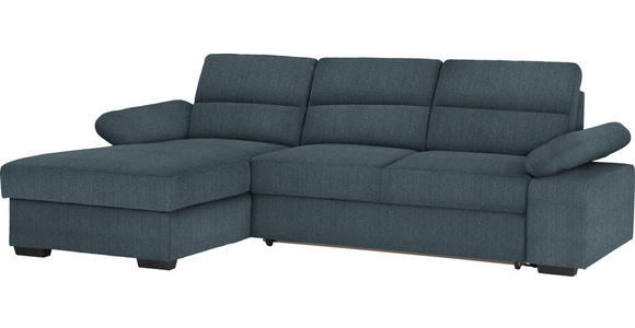 ECKSOFA in Webstoff Blau  - Blau/Dunkelbraun, KONVENTIONELL, Kunststoff/Textil (166/258cm) - Cantus