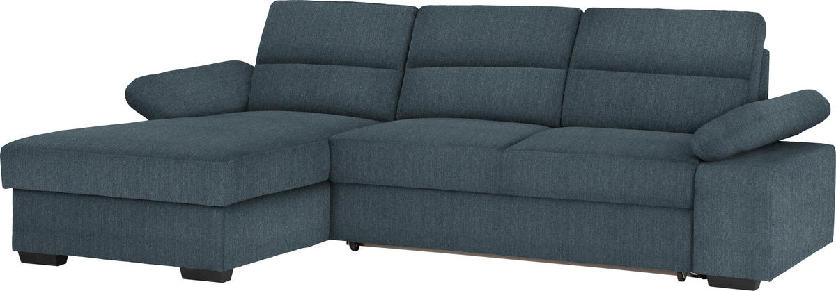 ECKSOFA Blau Webstoff  - Blau/Dunkelbraun, KONVENTIONELL, Kunststoff/Textil (166/258cm) - Cantus