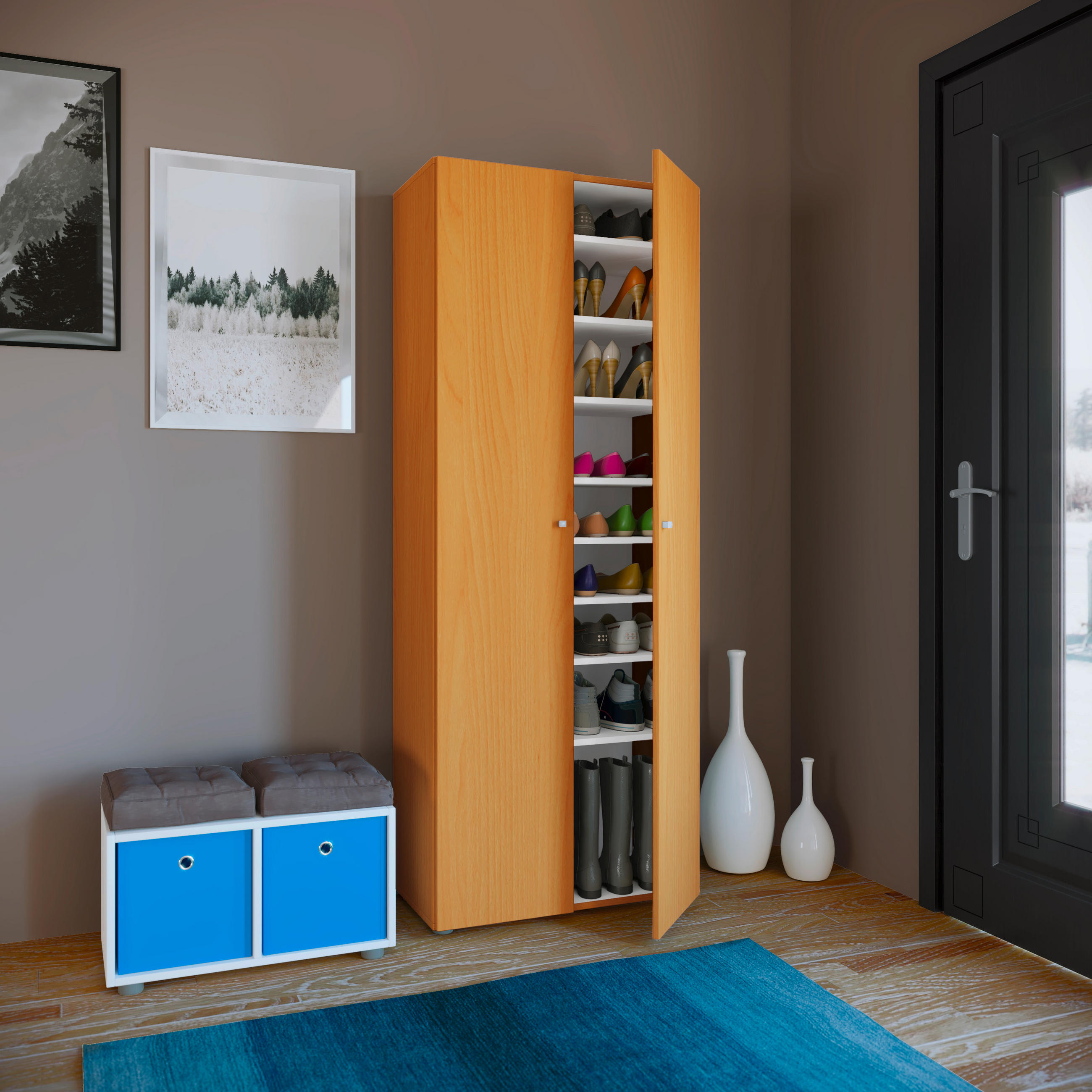 SKOSKÅP Vandol i 71/180/39 cm - bokfärgad/svart, Design, trämaterial/plast (71/180/39cm) - MID.YOU