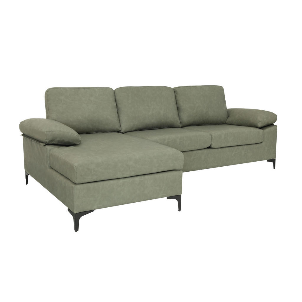 Thumbnail - Mid.you Ecksofa, Grün, Textil, 3-Sitzer, Füllung: Schaumstoff, Ottomane links, L-Form, 262x135 cm, Wohnzimmer, Sofas & C...