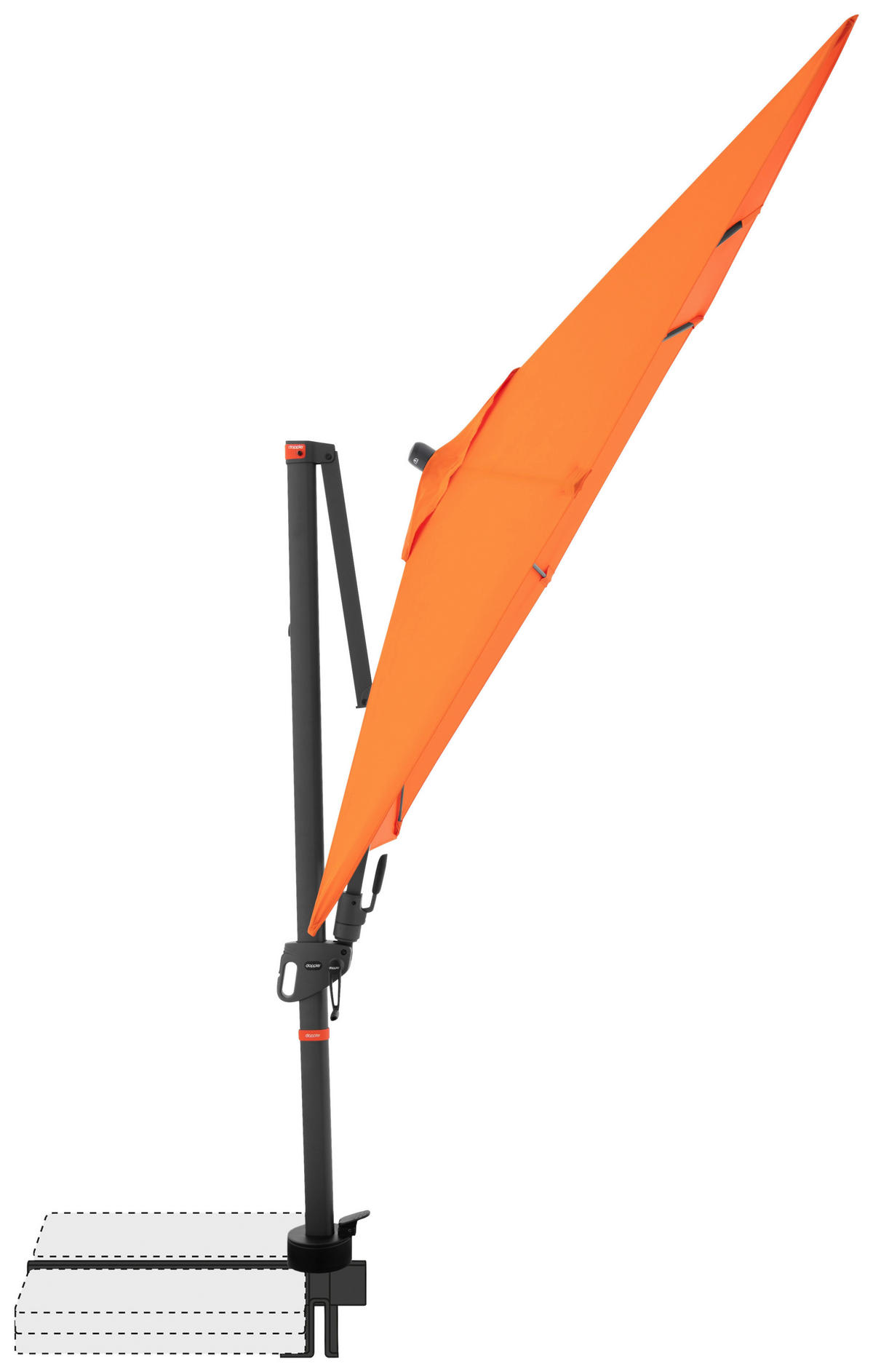 AMPELSCHIRM 210x210 cm  - Anthrazit/Orange, Basics, Textil/Metall (210/210cm) - Doppler