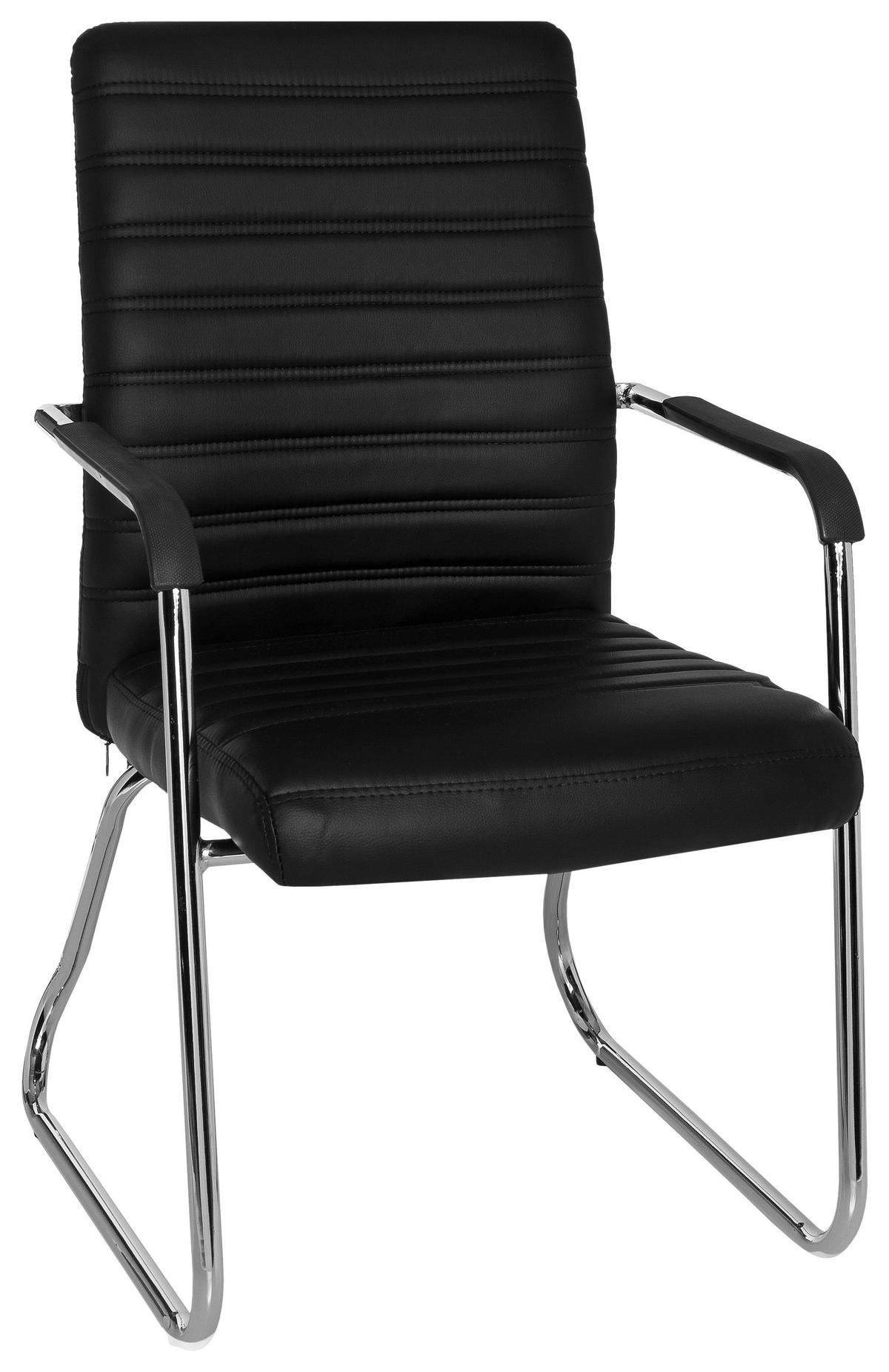 BESÖKSSTOL  i läderimitation svart  - kromfärg/svart, Modern, metall/textil (55/96/46cm) - MID.YOU