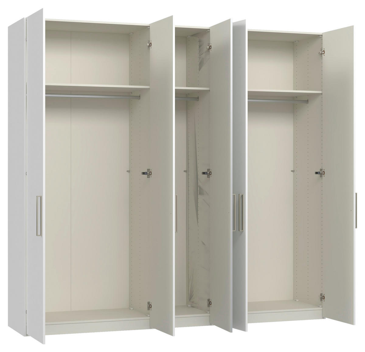 DREHTÜRENSCHRANK 253/236/59 cm,  in Weiß, 5-türig  - Edelstahlfarben/Weiß, Design, Glas/Holzwerkstoff (253/236/59cm) - Jutzler
