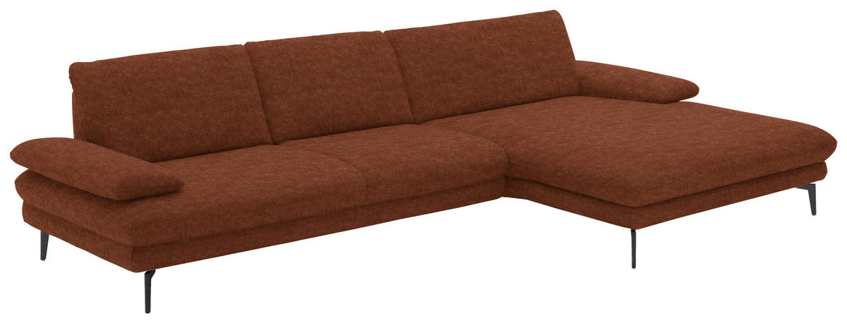 ECKSOFA in Velours Kupferfarben  - Schwarz/Kupferfarben, Design, Textil/Metall (310/180cm) - Dieter Knoll