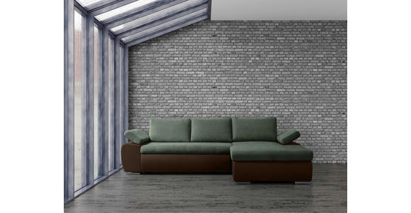 ECKSOFA in Flachgewebe Braun, Olivgrün 271/175 cm - Braun/Olivgrün, Design, Kunststoff/Textil (271/175cm) - Xora