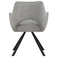 ARMLEHNSTUHL  inklusive Armlehnen, Sitzfläche 180° drehbar Cord  - Hellgrau/Schwarz, Design, Textil/Metall (60/85/63cm) - Hom`in