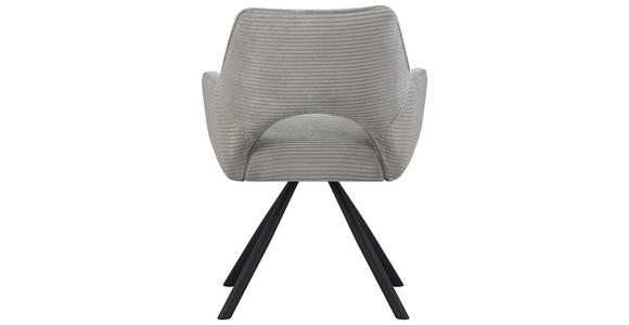 ARMLEHNSTUHL  inklusive Armlehnen, Sitzfläche 180° drehbar Cord  - Hellgrau/Schwarz, Design, Textil/Metall (60/85/63cm) - Hom`in