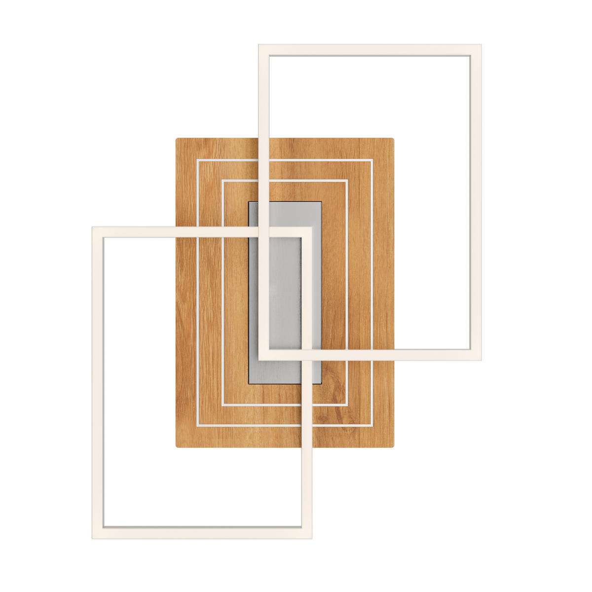 LED-DECKENLEUCHTE Saalbach S 50/42/7 cm   - Silberfarben, Natur, Holz/Metall (50/42/7cm)