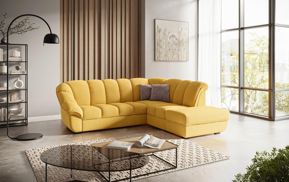 SEDACIA SÚPRAVA, textil, horčicovožltá - čierna/horčicovožltá, Modern, textil/plast (260/88/222cm) - Welnova