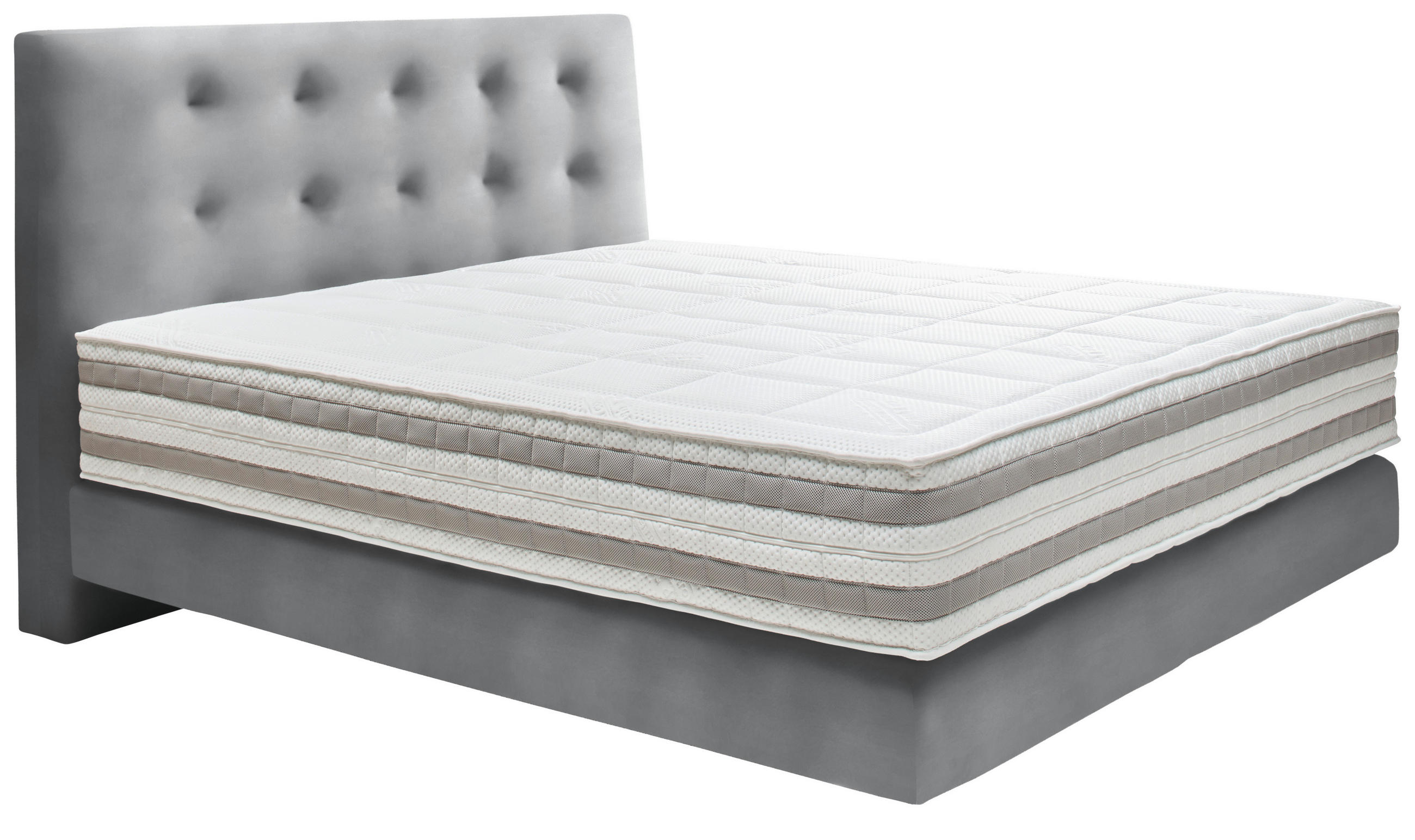 BOXSPRINGBETT 160/200 cm  in Grau  - Grau, KONVENTIONELL, Holz/Textil (160/200cm) - Dieter Knoll