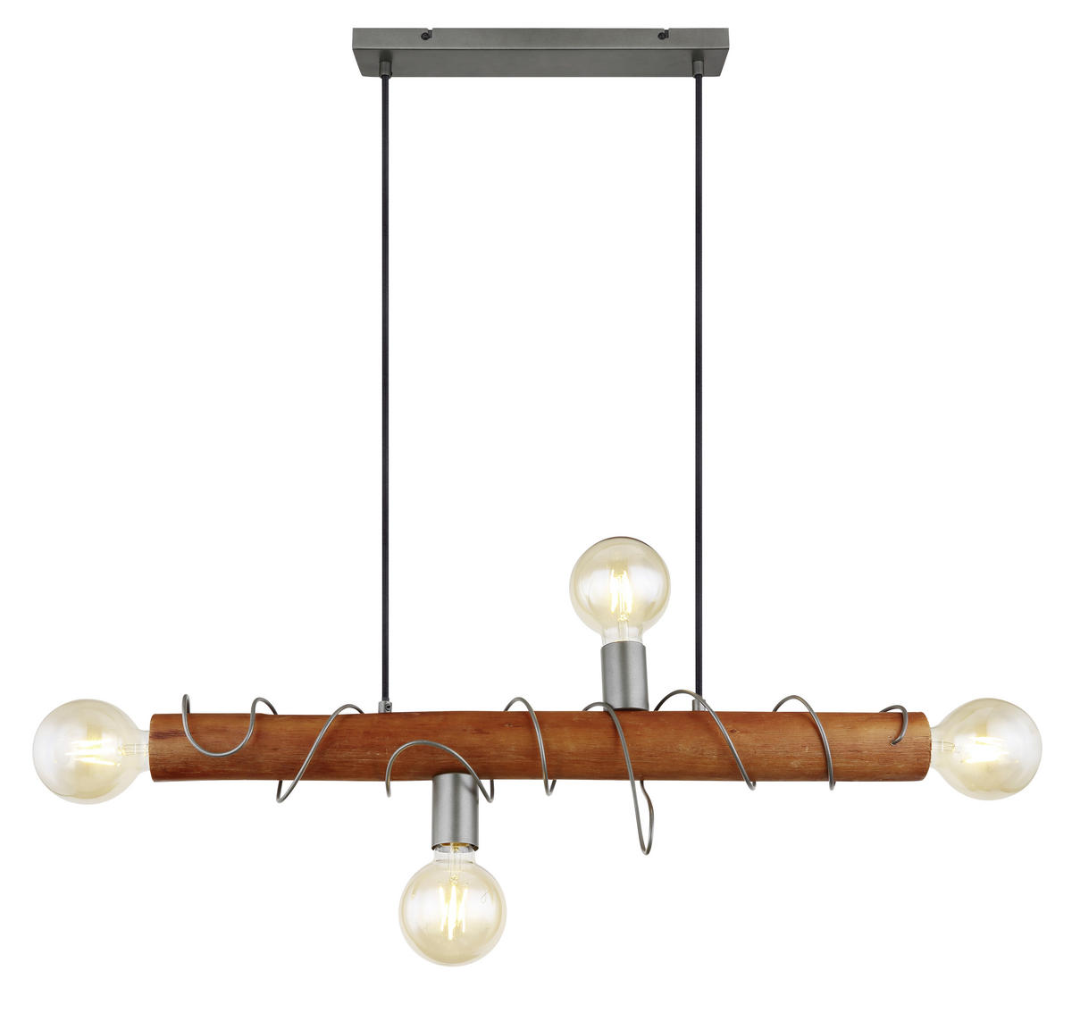 HÄNGELEUCHTE Alice 70/20/120 cm   - Braun/Grau, Natur, Holz/Metall (70/20/120cm) - Globo