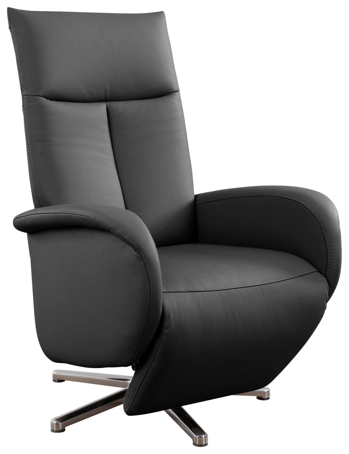 RELAXSESSEL  in Schwarz  - Chromfarben/Schwarz, KONVENTIONELL, Leder/Metall (75/112/82cm) - Sit & More