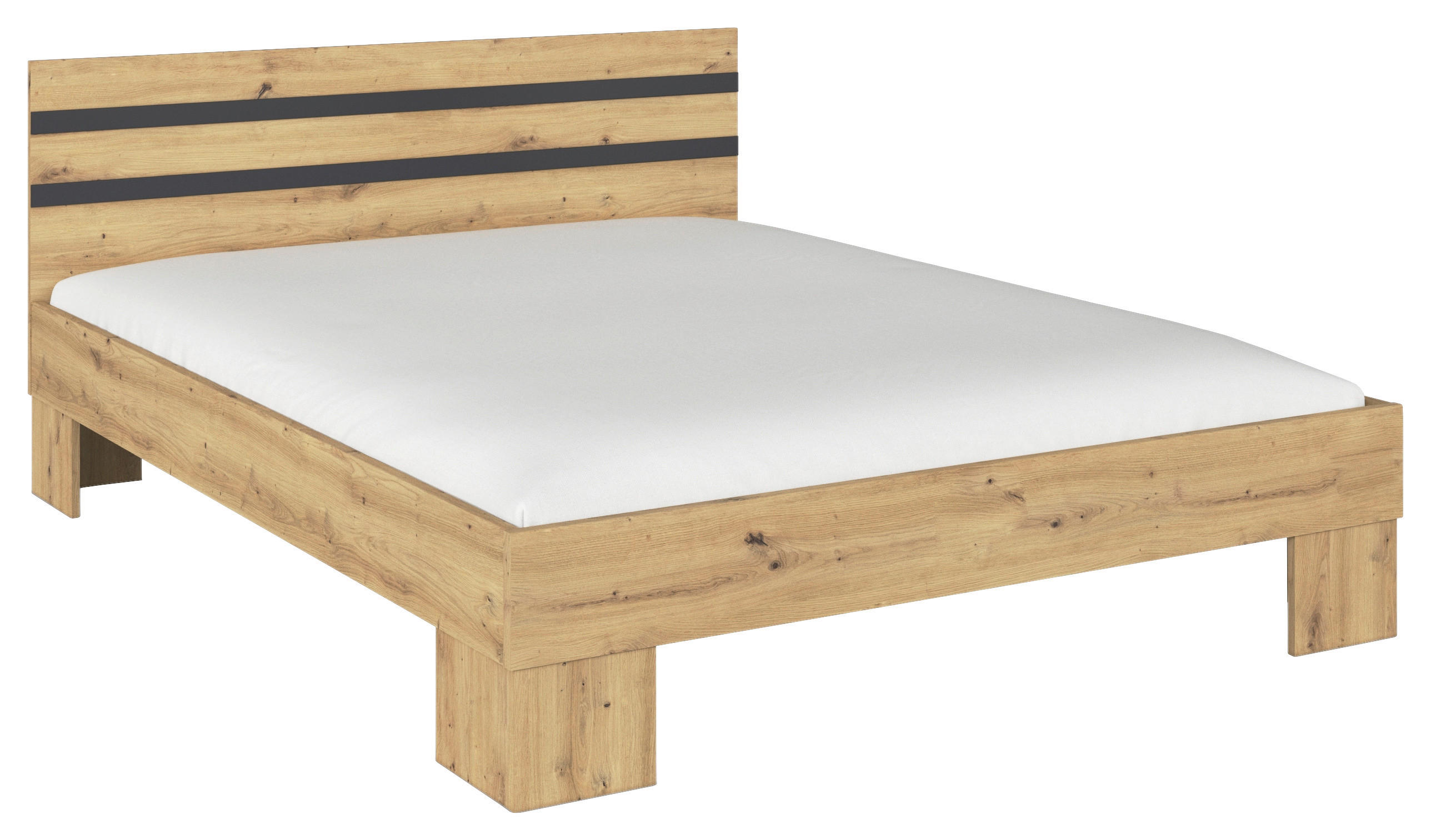 BETT 160/200 cm,  in Grau, Eiche Artisan,  - Eiche Artisan/Grau, KONVENTIONELL (160/200cm)