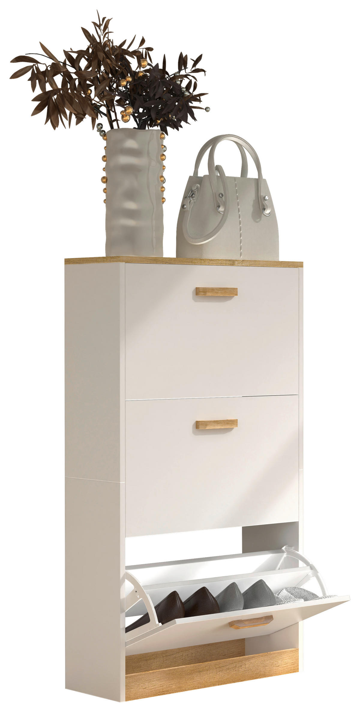 SCHUHSCHRANK Halom  in  - Honigeiche/Weiss, Lifestyle, Holzwerkstoff (59/105/22cm) - MID.YOU