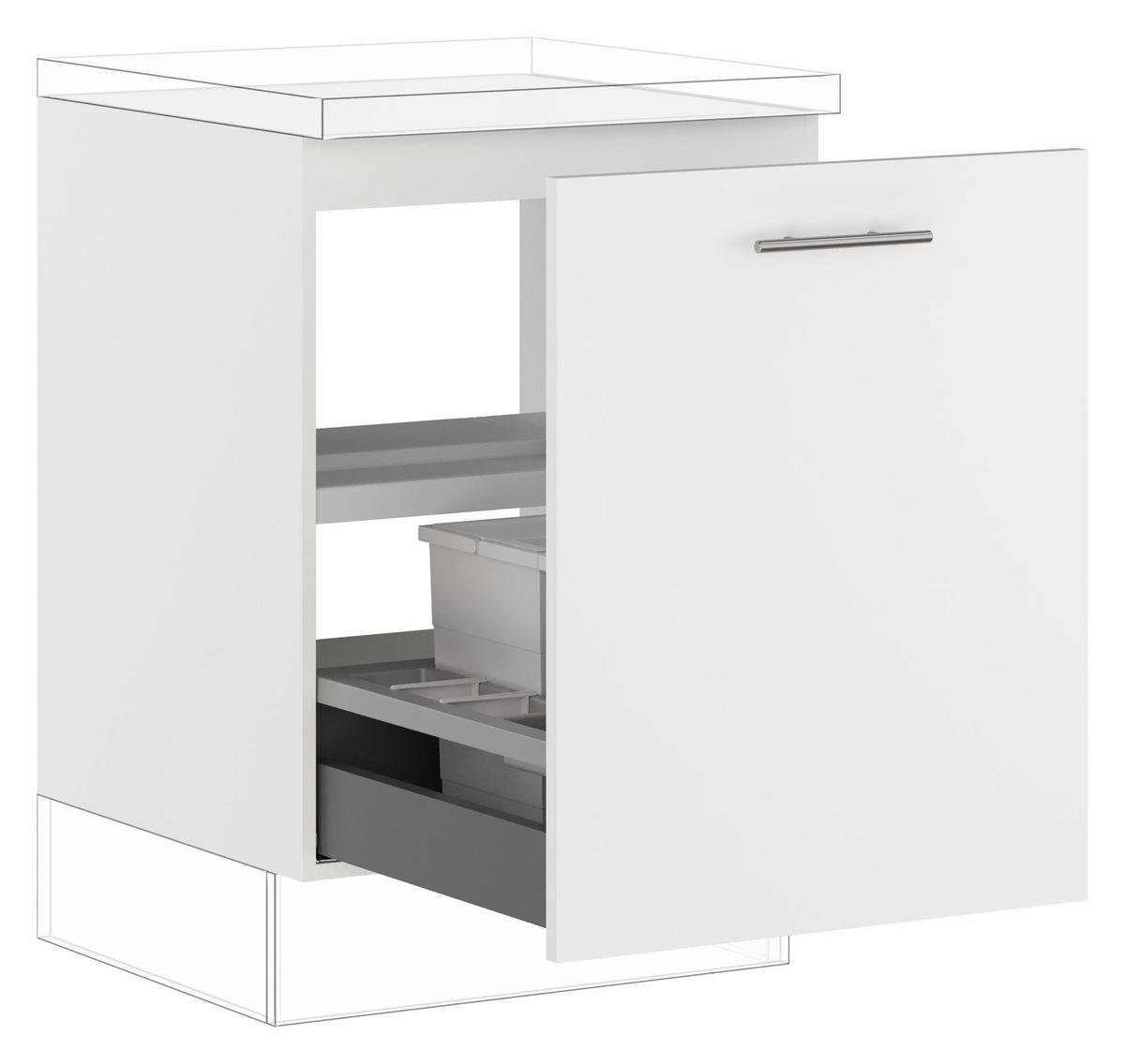 SPÜLENUNTERSCHRANK 60/87,8/57,6 cm  in Weiß  - Edelstahlfarben/Weiß, Basics, Holzwerkstoff/Metall (60/87,8/57,6cm) - Impuls