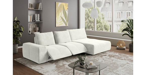 ECKSOFA in Velours Creme 347/174 cm - Creme/Schwarz, Design, Kunststoff/Textil (347/174cm) - Xora