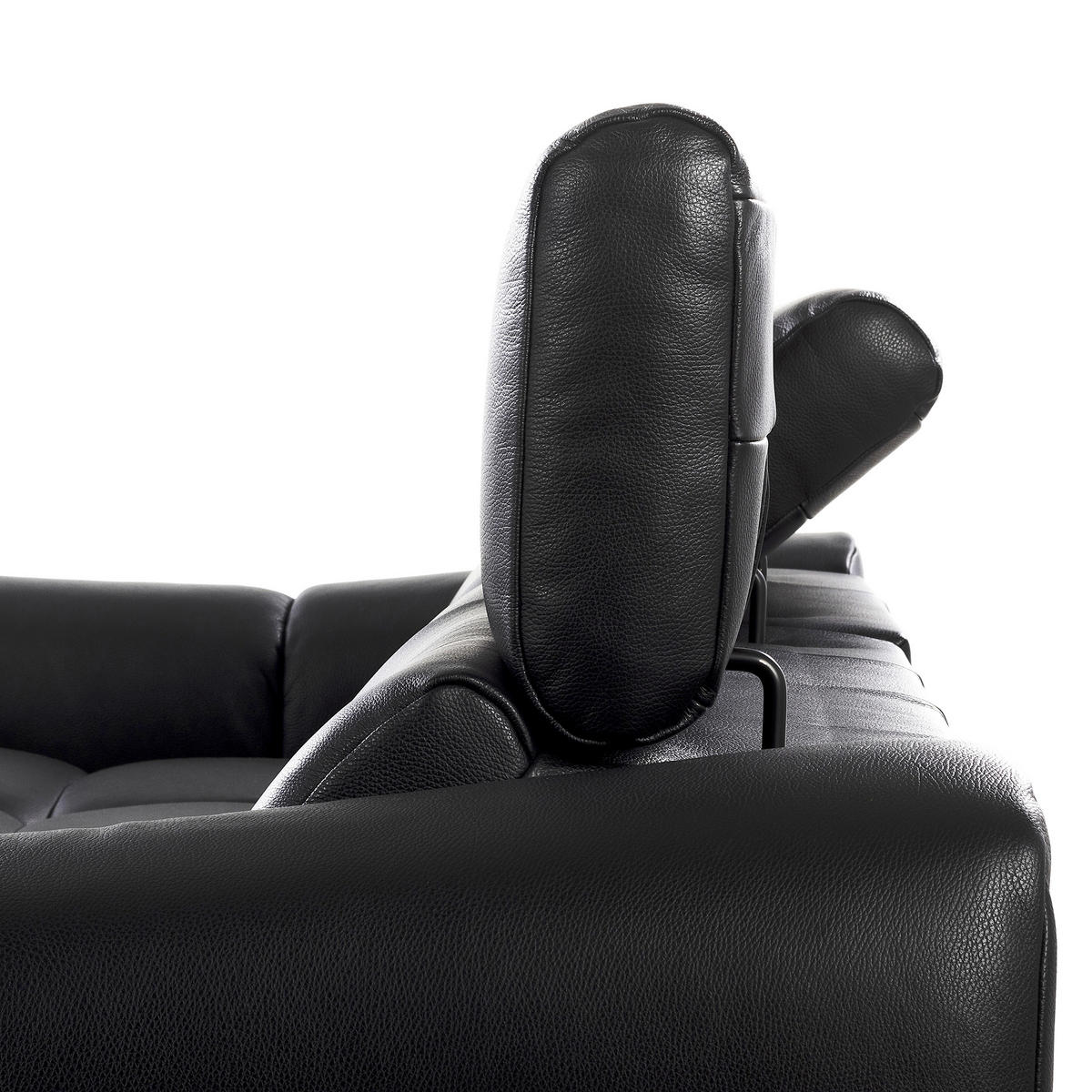 ECKSOFA AVEIRO Schwarz Echtleder Bettkasten, Kopfteilverstellung, Sitzvorzug  - Schwarz, Design, Leder/Kunststoff (177/274cm) - Livetastic
