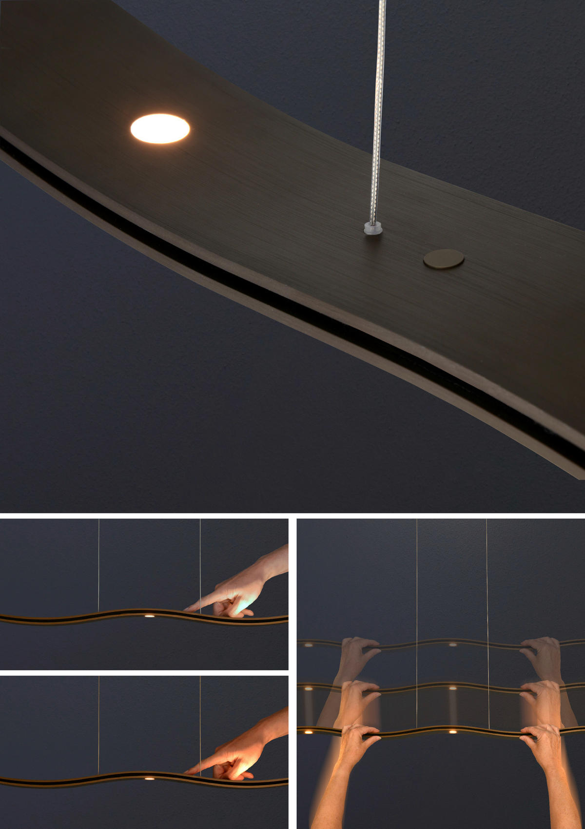 LED-HÄNGELEUCHTE FLUID 3.0 140/8/165 cm  - Dunkelblau, Design, Metall (140/8/165cm) - Escale