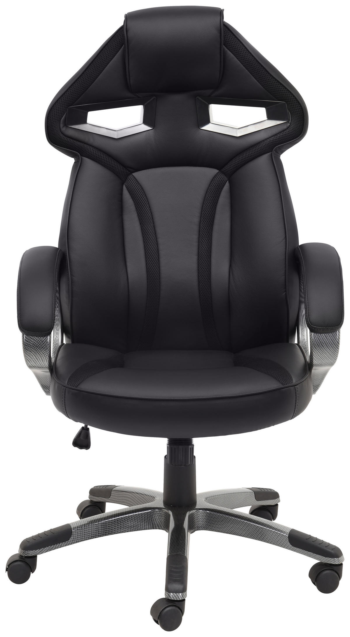 GAMINGSTUHL  in Lederlook, Netzbespannung Grau, Schwarz  - Schwarz/Grau, Design, Kunststoff/Textil (65/117-127/72cm) - Xora
