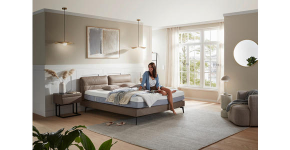BOXSPRINGBETT 180/200 cm in Hellbraun - Hellbraun/Schwarz, Design, Textil/Metall (180/200cm) - Johann Jakob