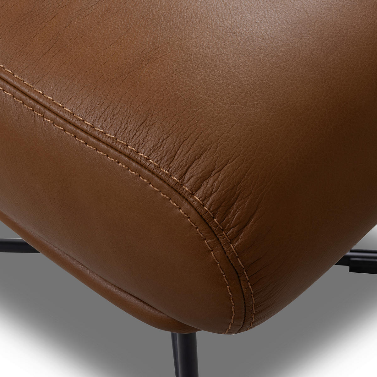 SESSELSET Echtleder Cognac  - Cognac/Kirschrot, Design, Leder/Metall (67/87/74cm) - Livetastic