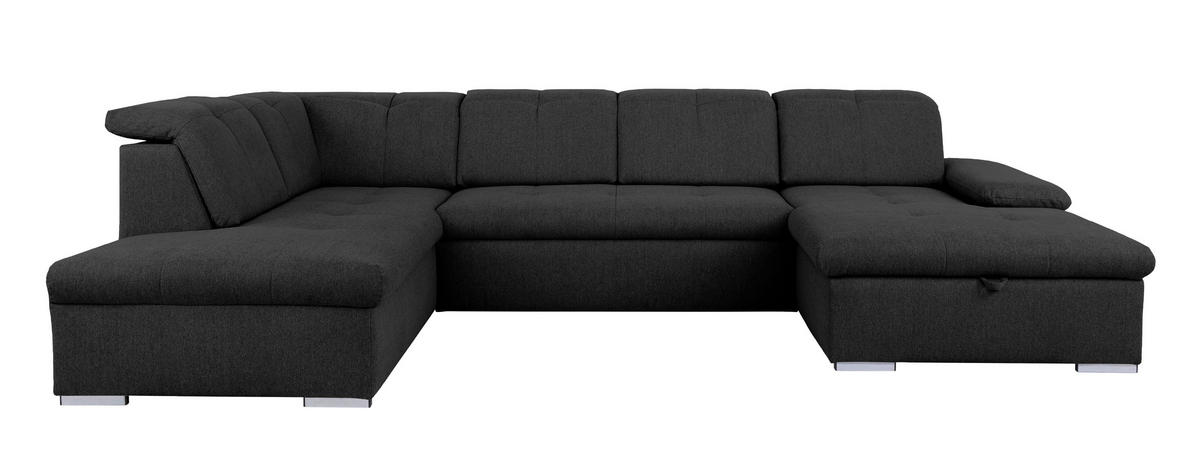 WOHNLANDSCHAFT Schwarz  - Schwarz/Grau, Design, Textil/Metall (215/328/173cm) - MID.YOU