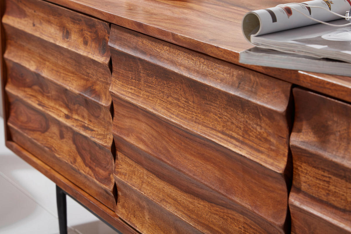 SIDEBOARD 147/50/38 cm  - Sheeshamfarben/Schwarz, Design, Holz/Metall (147/50/38cm) - MID.YOU