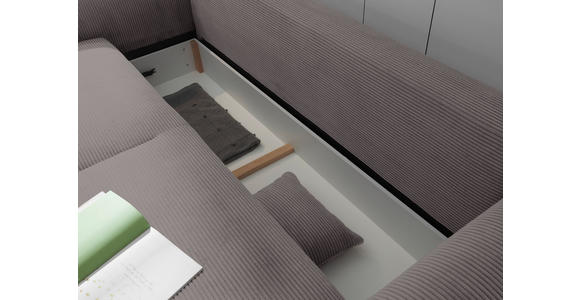 SCHLAFSOFA  mit Stoffauswahl, Liegefunktion, Rücken echt Cord Dunkelgrau  - Dunkelgrau/Schwarz, KONVENTIONELL, Kunststoff/Textil (250/95/125cm) - Hom`in