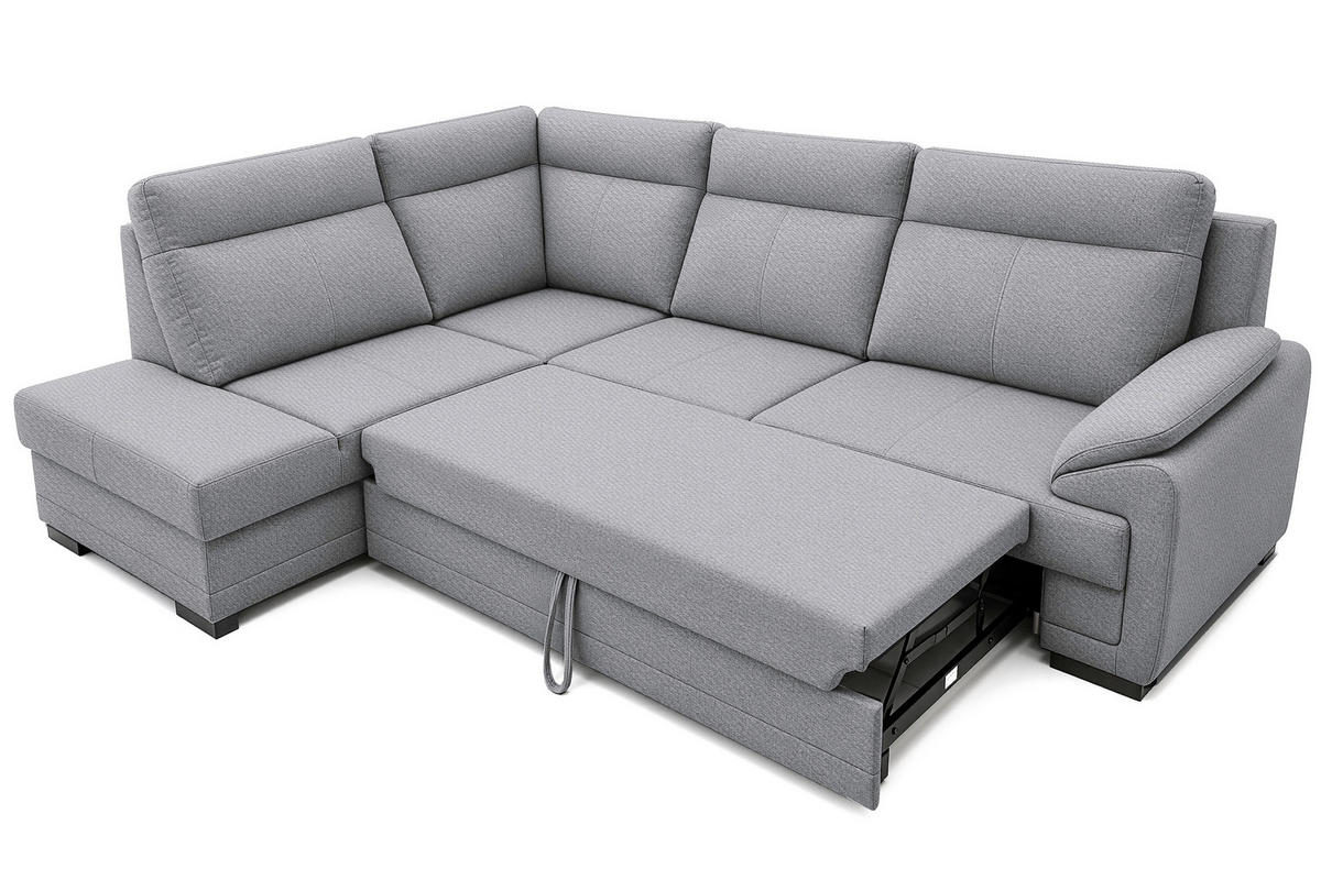 ECKSOFA ALTONA in Flachgewebe Dunkelgrau  - Dunkelgrau/Schwarz, Basics, Holz/Holzwerkstoff (272/207cm) - MID.YOU