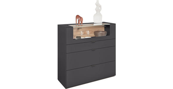 HIGHBOARD Graphitfarben  121,9/121,5/45,2 cm  - Schwarz/Graphitfarben, Design, Glas/Holzwerkstoff (121,9/121,5/45,2cm) - Dieter Knoll
