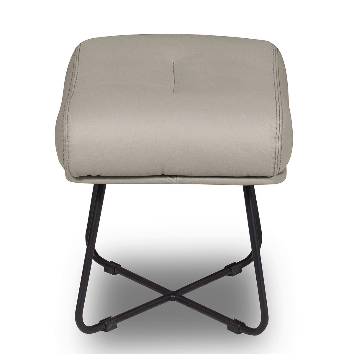 SESSELSET Echtleder Platinfarben  - Platinfarben/Schwarz, Design, Leder/Metall (67/87/74cm) - Livetastic