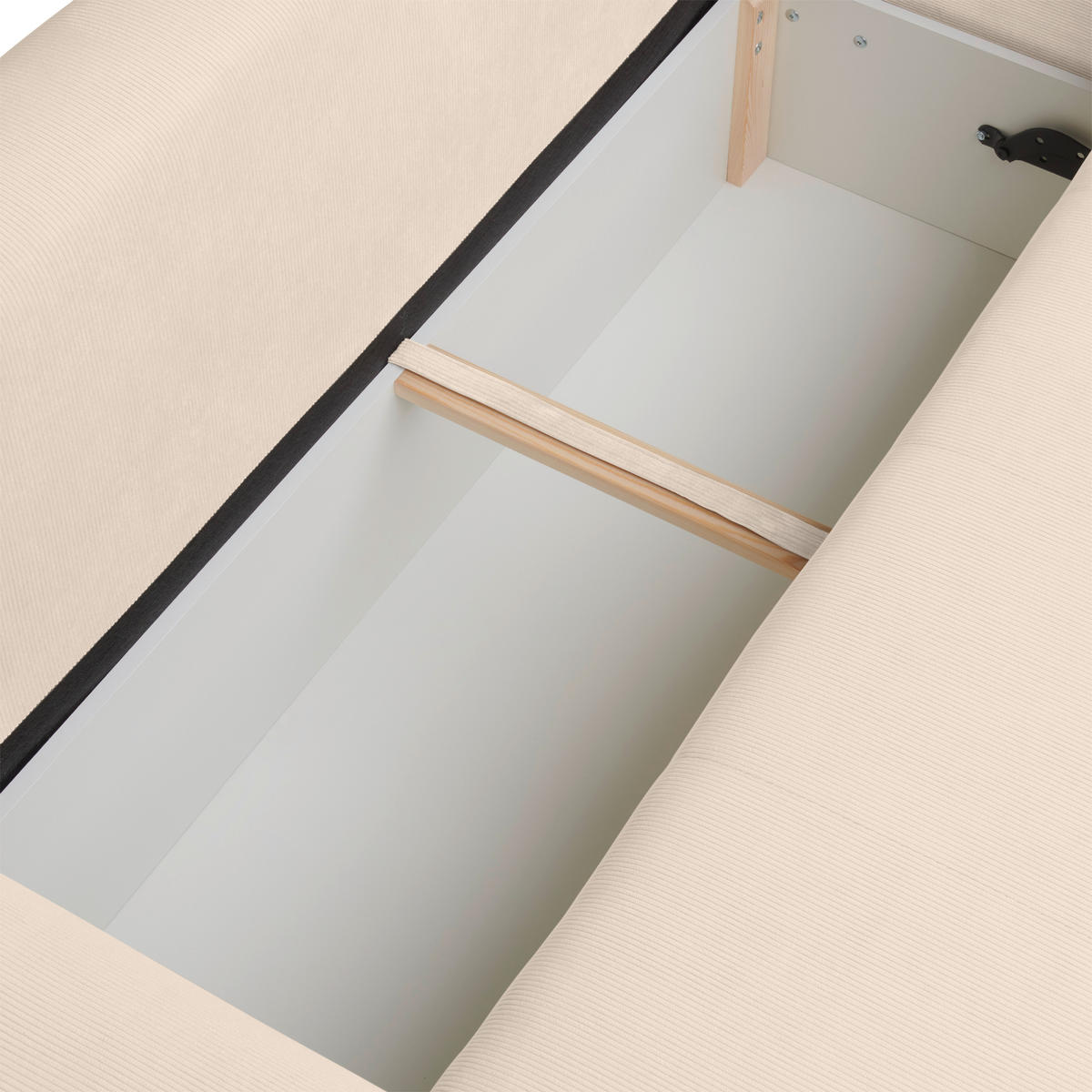 ECKSOFA inkl. Funktionen Creme Cord  - Creme/Schwarz, Design, Kunststoff/Textil (265/182cm) - Stylife