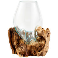 VASE 30 cm  - Klar/Transparent, Natur, Glas/Holz (20/30cm) - Ambia Home