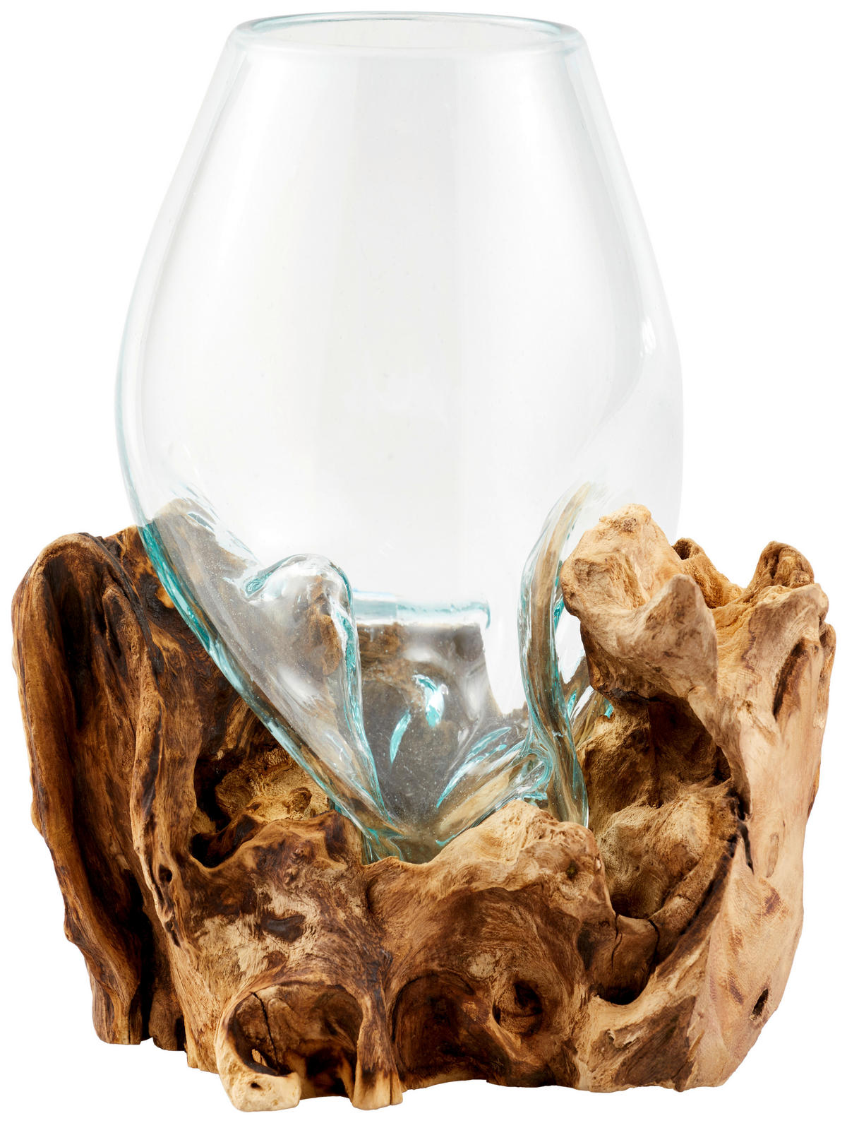VASE 30 cm  - Klar/Transparent, Natur, Glas/Holz (20/30cm) - Ambia Home