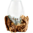 VASE 30 cm  - Klar/Transparent, Natur, Glas/Holz (20/30cm) - Ambia Home