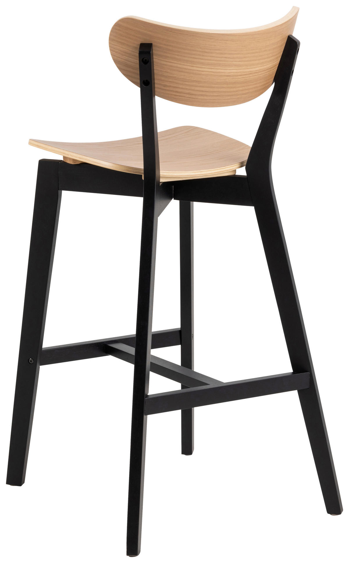BARSKI STOL, barve hrasta  - črna/barve hrasta, Trend, les (45/105/49cm) - MID.YOU