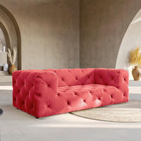 2-SITZER-SOFA Fresco in Samt Rot  - Rot/Schwarz, Design, Kunststoff/Textil (193/71/100cm) - P & B