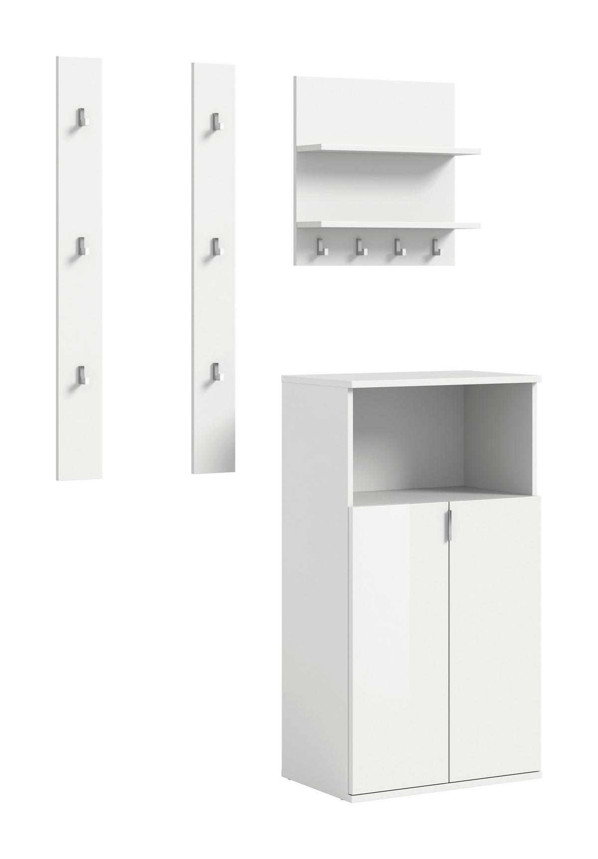 GARDEROBE 4-teilig  in 111/193/37 cm  - Weiß Hochglanz/Weiß, Design, Holzwerkstoff (111/193/37cm) - Livetastic